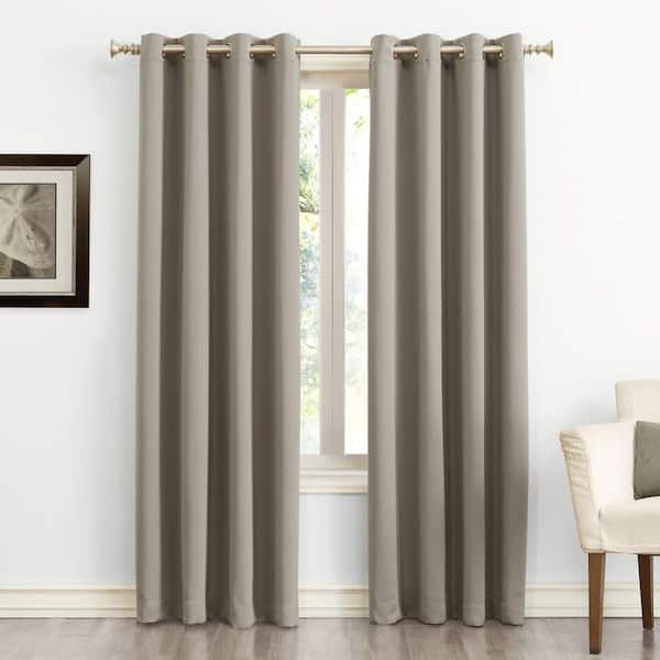 Sun Zero Saxon Energy Saving Stone Polyester 54 in. W x 120 in. L Grommet Blackout Curtain (Single Panel)