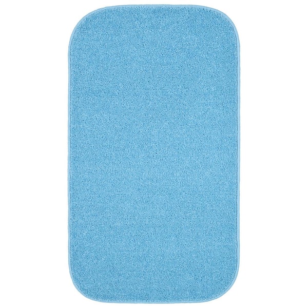 Garland Rug Gramercy 20 in. x 34 in. Basin Blue Solid Color Plush Rectangle Bath Rug