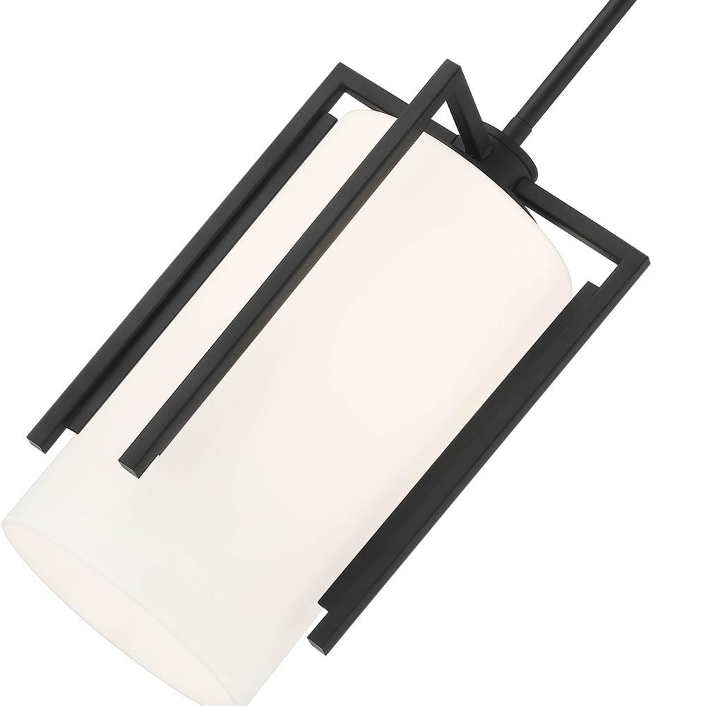 Cambria Matte Black 14.75" Outdoor-Indoor Etched Opal Glass Pendant