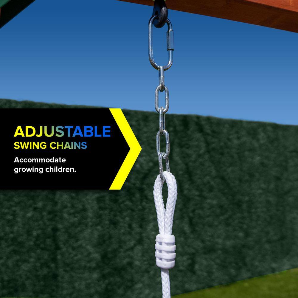 Scottsdale Brown Wood Outdoor Swing Set with Slide and Fort