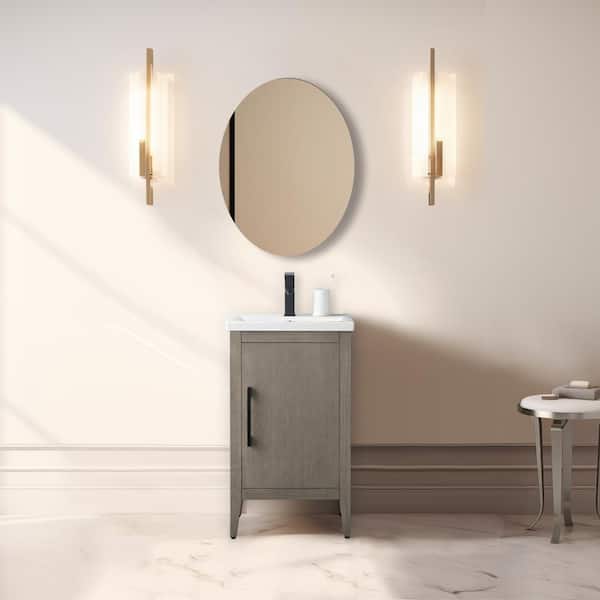 Vanity Art 20 in. W x 15.8 in D x 34 in. H Single-Sink Bathroom Vanity Cabinet in Driftwood Gray with Ceramic Top in White