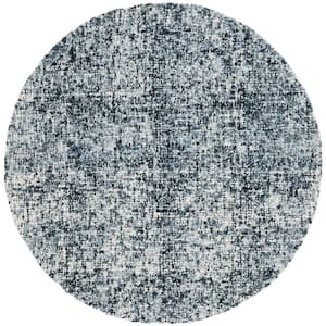 Abstract Black/Ivory 6 ft. x 6 ft. Contemporary Marble Round Area Rug