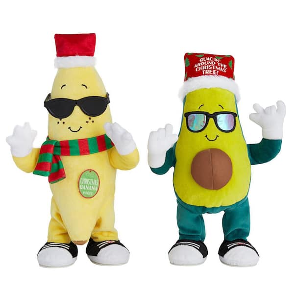 Home Accents Holiday 10.63 in. Animated Dancing Christmas Banana and Avocado Asst.
