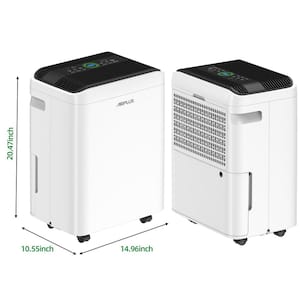 50 pt. 4,500 sq. ft. Dehumidifier for Basement in White with Drain Hose, Bucket, Continous Run, Ionizer, Quier Cloth Dry