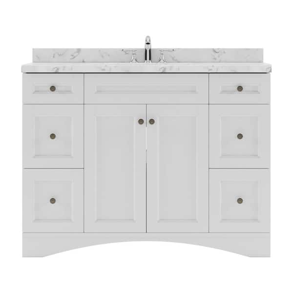 Virtu USA Elise 48 in. W x 22 in. D x 37 in. H Single Sink Bath Vanity in White with Quartz Top