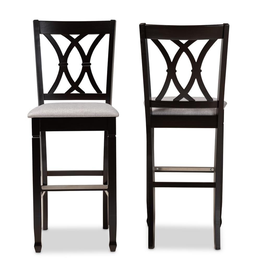 28.3 in. Calista Grey and Espresso Brown Bar Stool (Set of 2) -  Baxton Studio, 167-2PC10854-HD