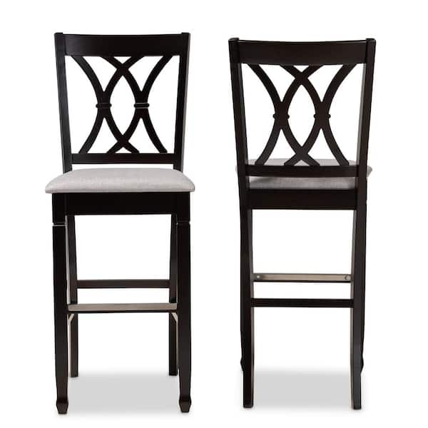 Baxton Studio 28.3 in. Calista Grey and Espresso Brown Bar Stool (Set of 2)