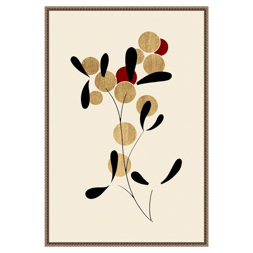 Large Abstract Botanic-Inspired Canvas Print with Bronze Frame
