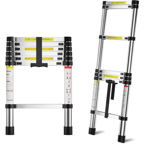 6.6ft Aluminum Telescopic Ladder, Lightweight Folding Ladder for Home, RV, Attic, 330lb Capacity