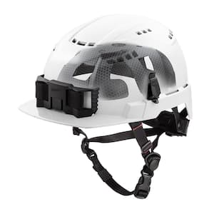 BOLT White Type 2 Class C Front Brim Vented Safety Helmet with IMPACT-ARMOR Liner
