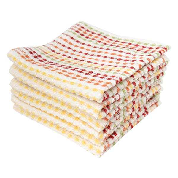 RITZ Fall Multicolor Pebble Cotton Terry Bar Mop Dish Cloth Set of 6