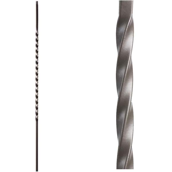 HOUSE OF FORGINGS Twist and Basket 44 in. x 0.5 in. Ash Grey Long Single Twist Hollow Wrought Iron Baluster