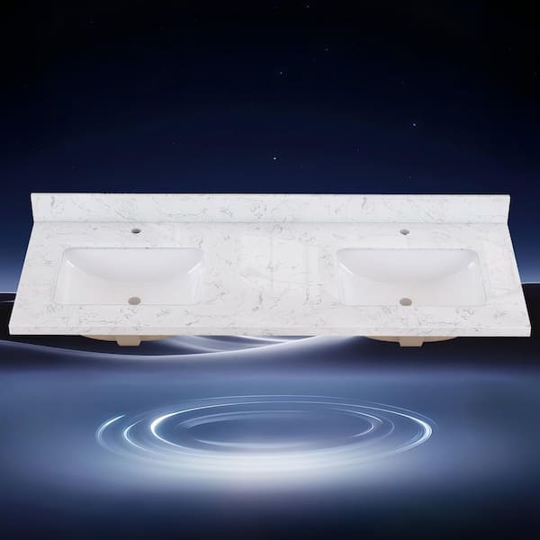 Zeafive Cala 60 in. W x 22 in. D Engineered Stone White
