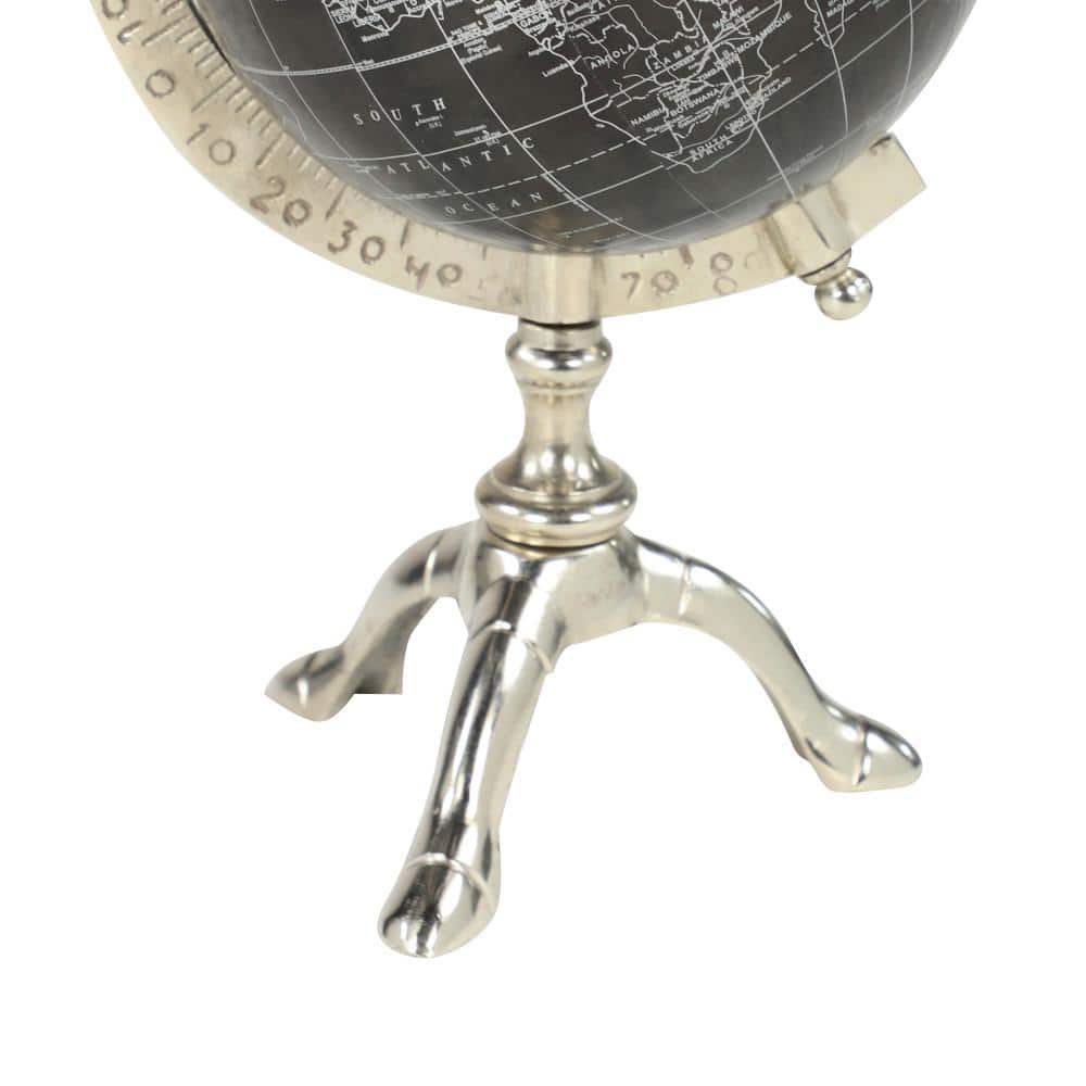 Rustic Black Abstract 7" Globe on Polished Metal Stand