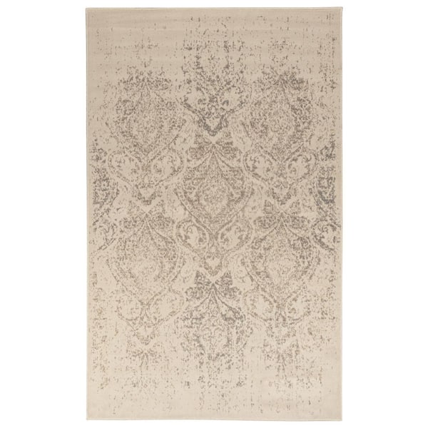 SUPERIOR Otomar Beige 5 ft. x 8 ft. Traditional Damask Polypropylene Area Rug