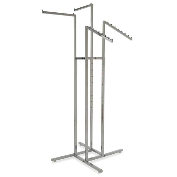 Econoco Chrome Steel 36 in. W x 72 in. H 4-Way Rack with Square Tubing Straight and Slanted Arms