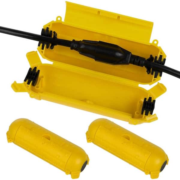 Compact 2.3 in. x 7.1 in. x 2.3 in. Rubber Yellow 1-Gang Outdoor Extension Cord Safety Cover (3-Pack)