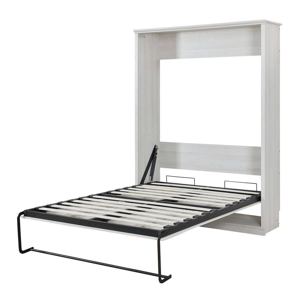 Rustic White Wood Frame Queen Size Murphy Bed, Perfect for Guest Room, Bedroom, Guest Room, Home Office - thumbnail 5