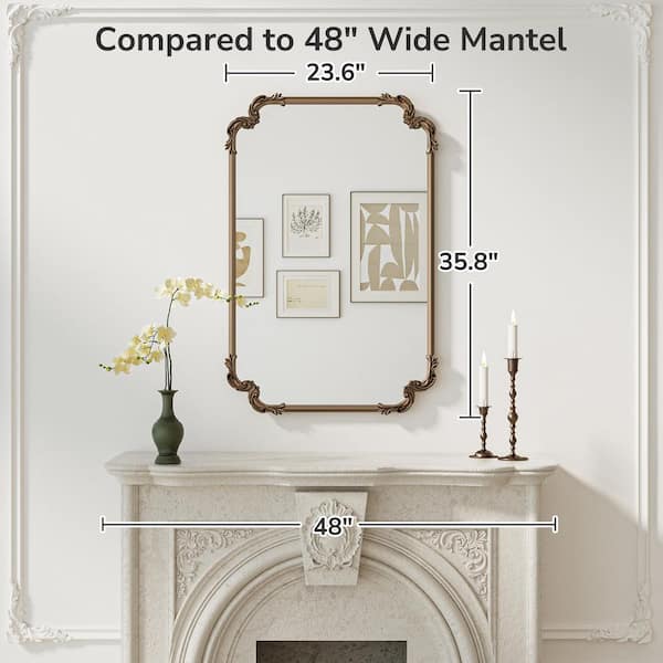 KeonJinn 24 in. H x 36 in. W Framed Rectangular Vintage Mirror