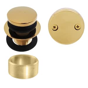 Universal Fine or Coarse Thread Replacement Bathtub Tip-Toe Drain with 2-Hole Faceplate, Polished Brass
