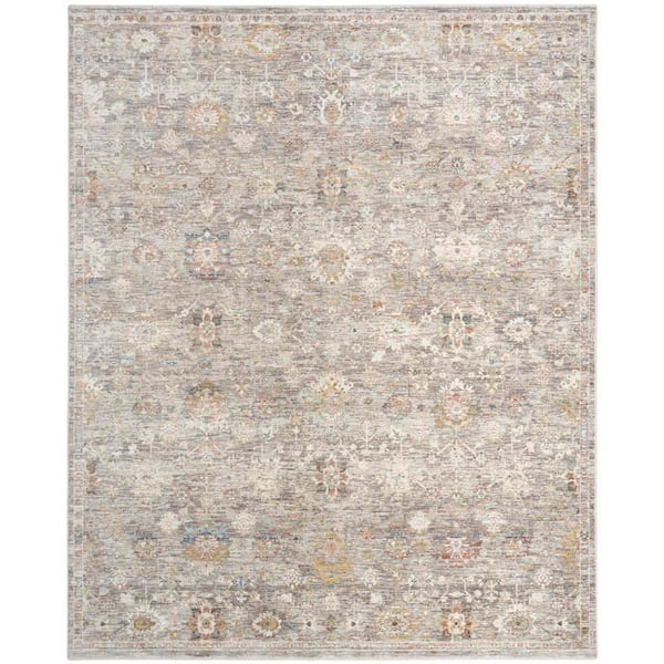 Heirloom Blend Grey 9 ft. x 12 ft. Medallion Traditional Area Rug