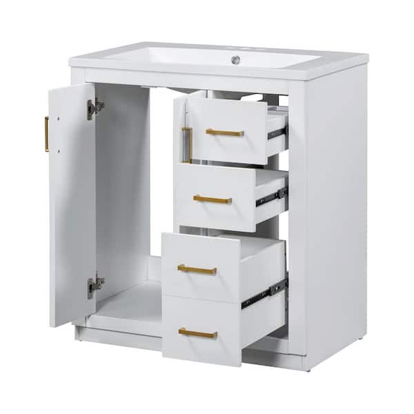 COWLOWN 30 in. W x 18 in. D x 34 in. H Bathroom White Linen Cabinet
