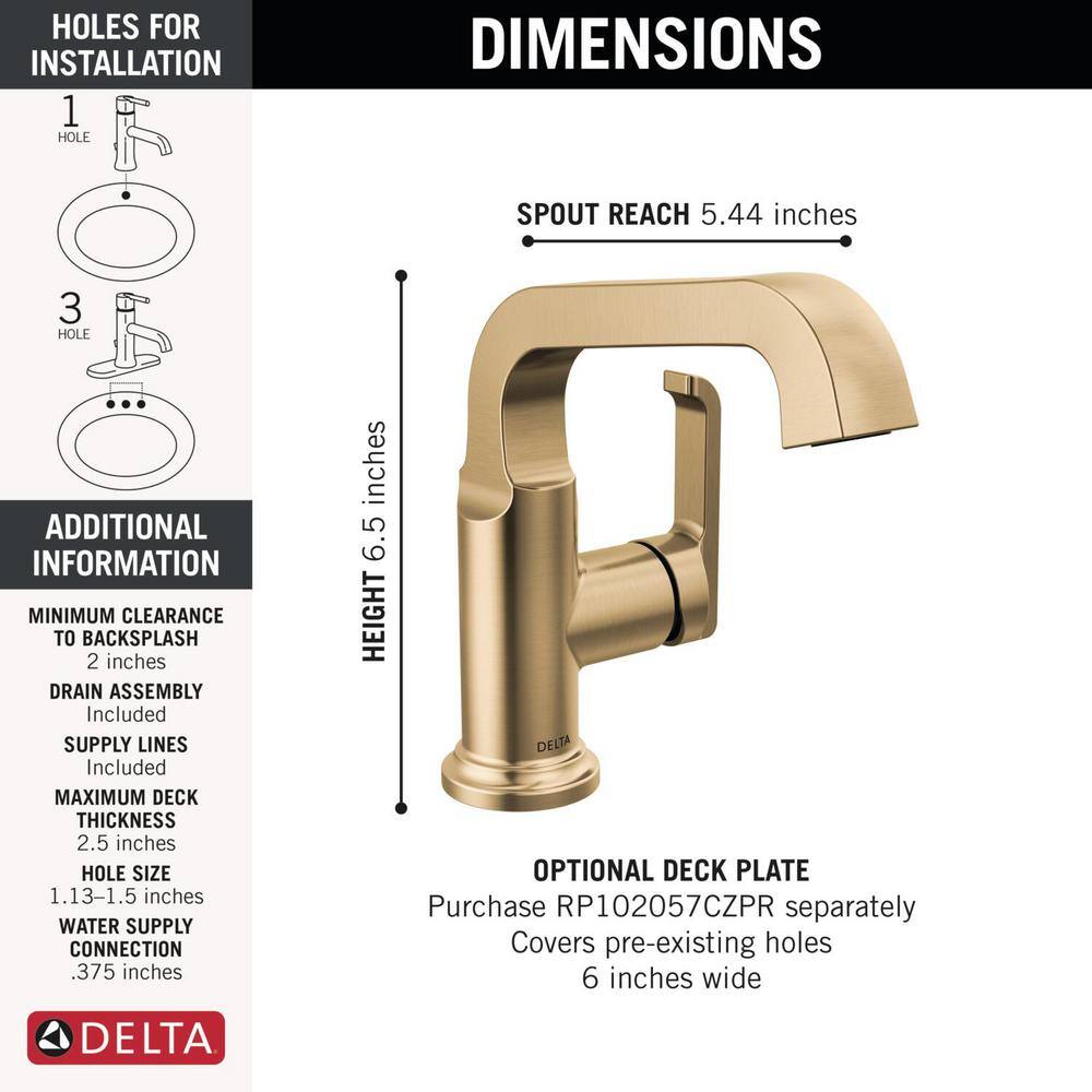 Champagne Bronze Single Handle Bathroom Faucet with Drain Assembly
