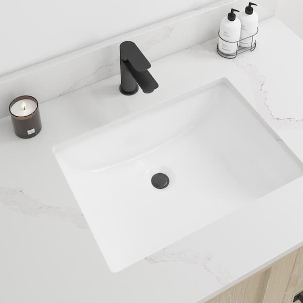 Glacier Bay 21.5 in. Undermount Rectangular Vitreous China Bathroom Sink in White