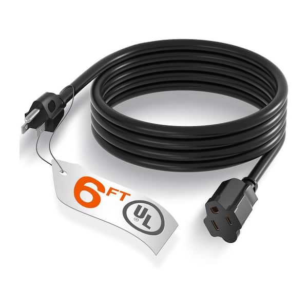 6 ft. 16/3 Heavy Duty Outdoor Extension Cord with Flexible Long Wires, Black (1-Pack)