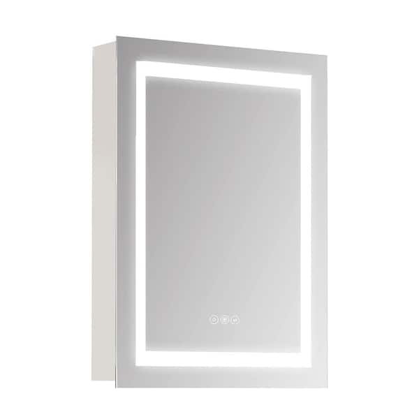 IDEAGLE 20 in. W x 28 in. H Rectangular Silver Recessed/Surface Mount Wall Medicine Cabinet with Mirror