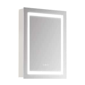 20 in. W x 28 in. H Rectangular Silver Recessed/Surface Mount Wall Medicine Cabinet with Mirror