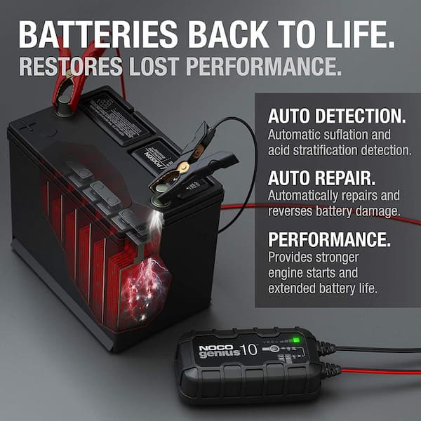 NOCO GENIUS10, 10-Amp Fully-Automatic Smart Charger, 6V & 12V