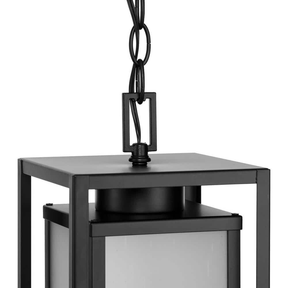 Matte Black Glass Indoor/Outdoor Hanging Lantern