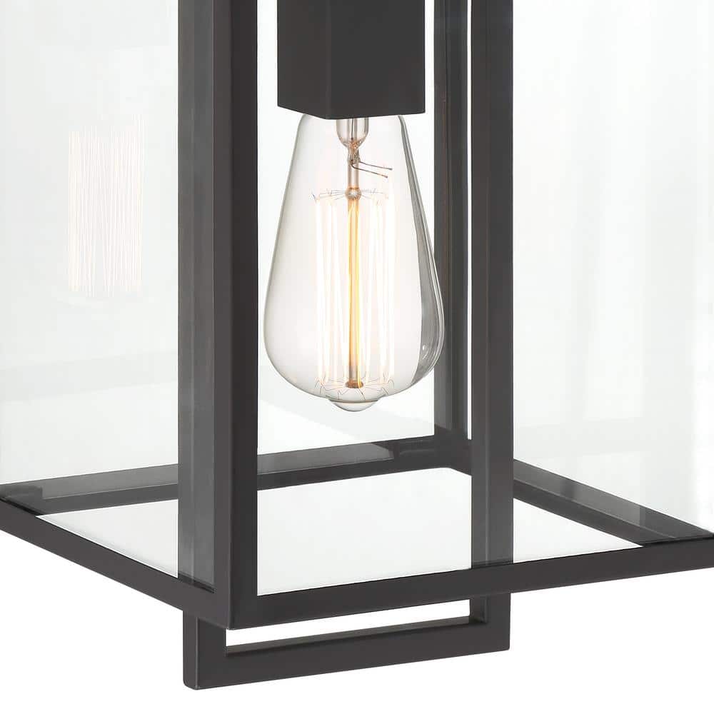 Preston Matte Black Modern Outdoor Wall Lantern with Clear Glass