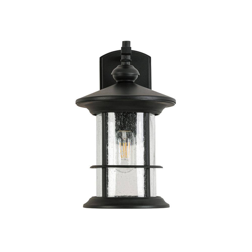 1-Light Textured Black Not Motion Sensing Dusk to Dawn Outdoor Hardwired Wa
