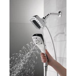 In2ition 5-Spray Patterns 5.25 in. Wall Mount Dual Shower Heads with H2Okinetic Technology in Lumicoat Chrome
