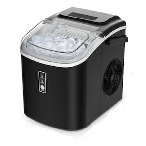 8.74 in. 26.5lb./24H Bullet Ice Countertop Portable Ice Maker in Black, 9 Cubes/6Mins Auto-Cleaning, with Basket & Scoop