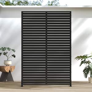72 in. Galvanized Metal Outdoor Privacy Screens Garden Outdoor Fence Louvered in Black