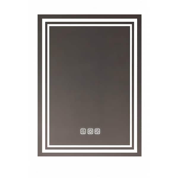 36 in. W x 28 in. H Rectangular Frameless Tilt Wall Bathroom Vanity Mirror in White