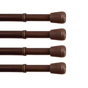 Fast Fit No Tools 18 in. - 28 in. Adjustable Spring Tension Curtain Rod, 7/16 in. Dia. in Chocolate Brown, Set of 4