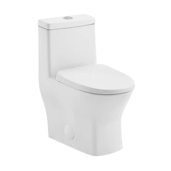 MacKenzie 1-Piece 14 in. Rough-in 1.1/1.6 GPF Dual Top Flush Round Toilet in Glossy White