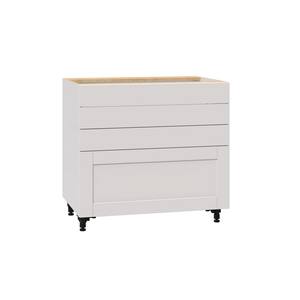 Shaker Assembled 36x34.5x24 in. 4-Drawer Base Cabinet for Cooktop with one false Drawer front in Vanilla White