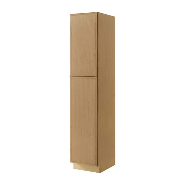 Leyton 18 in. W x 24 in. D x 90 in. H Ready to Assemble Plywood Slim Shaker Pantry Kitchen Cabinet in White Oak