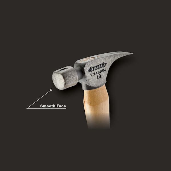 Stiletto 10 oz. Titanium Smooth Face Hammer with 14 1/2 in. Curved Hickory Handle