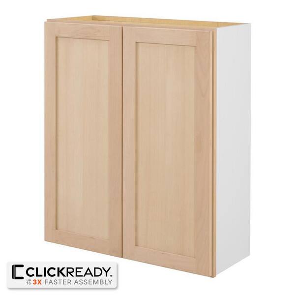 30 in. W x 12 in. D x 36 in. H Ready to Assemble Wall Kitchen Cabinet in Unfinished with CLICKREADY Technology