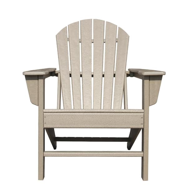 Unbranded Classic Natural Wood Wash Folding Plastic Adirondack Chair (1-Pack)