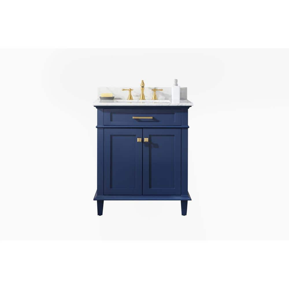 Legion Furniture 30 In W X 22 In D Vanity In Blue With Marble Vanity Top In White With White Basin With Backsplash Wlf2230 B The Home Depot