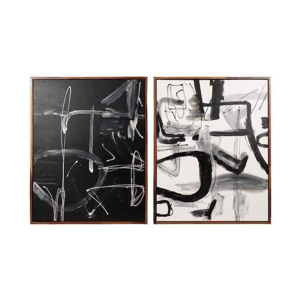 2-Piece Brown Framed Contemporary Art Canvas Art Print 59 in. x 95 in.