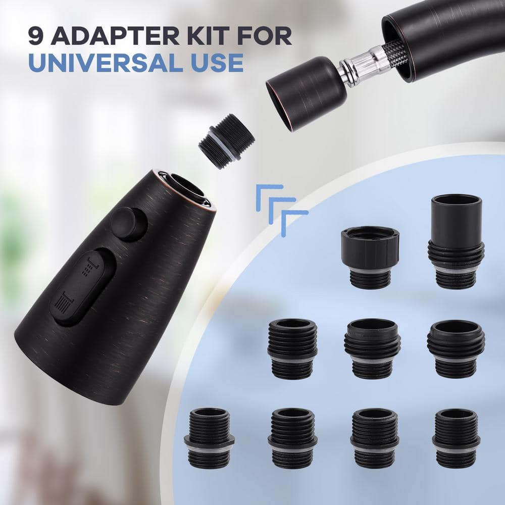 Oil Rubbed Bronze 3-Function Pull Down Kitchen Faucet Spray Head