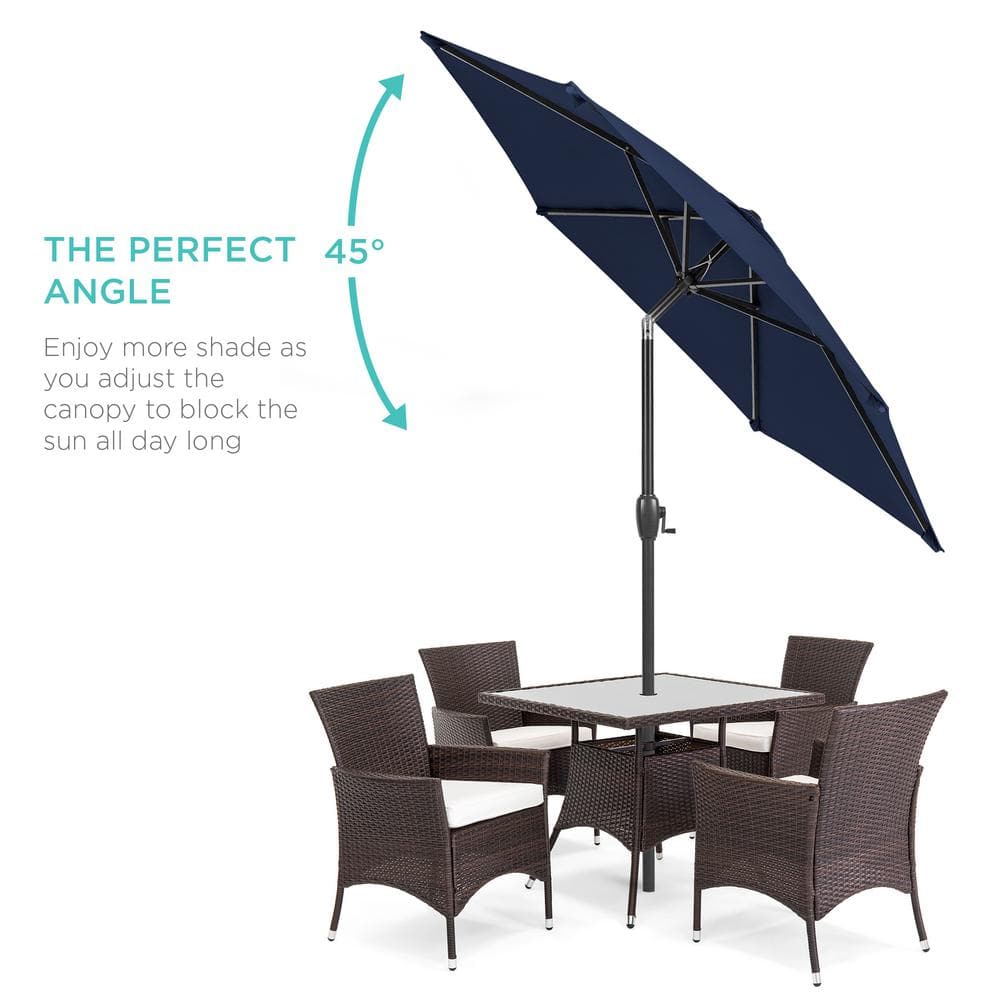 7.5ft Navy Blue Steel Outdoor Market Patio Umbrella